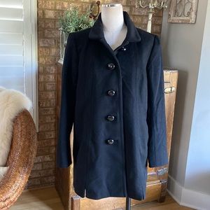 J. CREW BLACK WOOL BUTTON PEACOAT 10 COAT